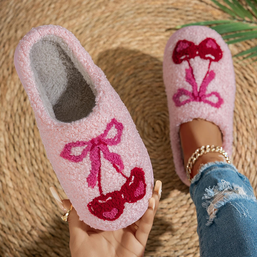Cherry Bow Cute Fruit Pattern Girl's Slippers