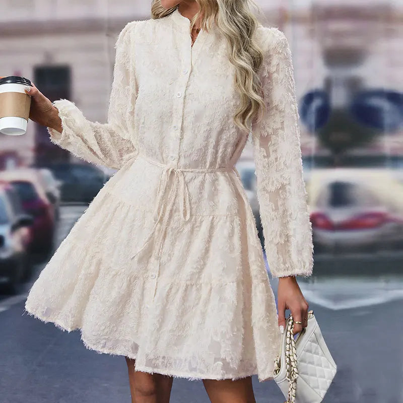 Loose Hollow Crochet Autumn Dress