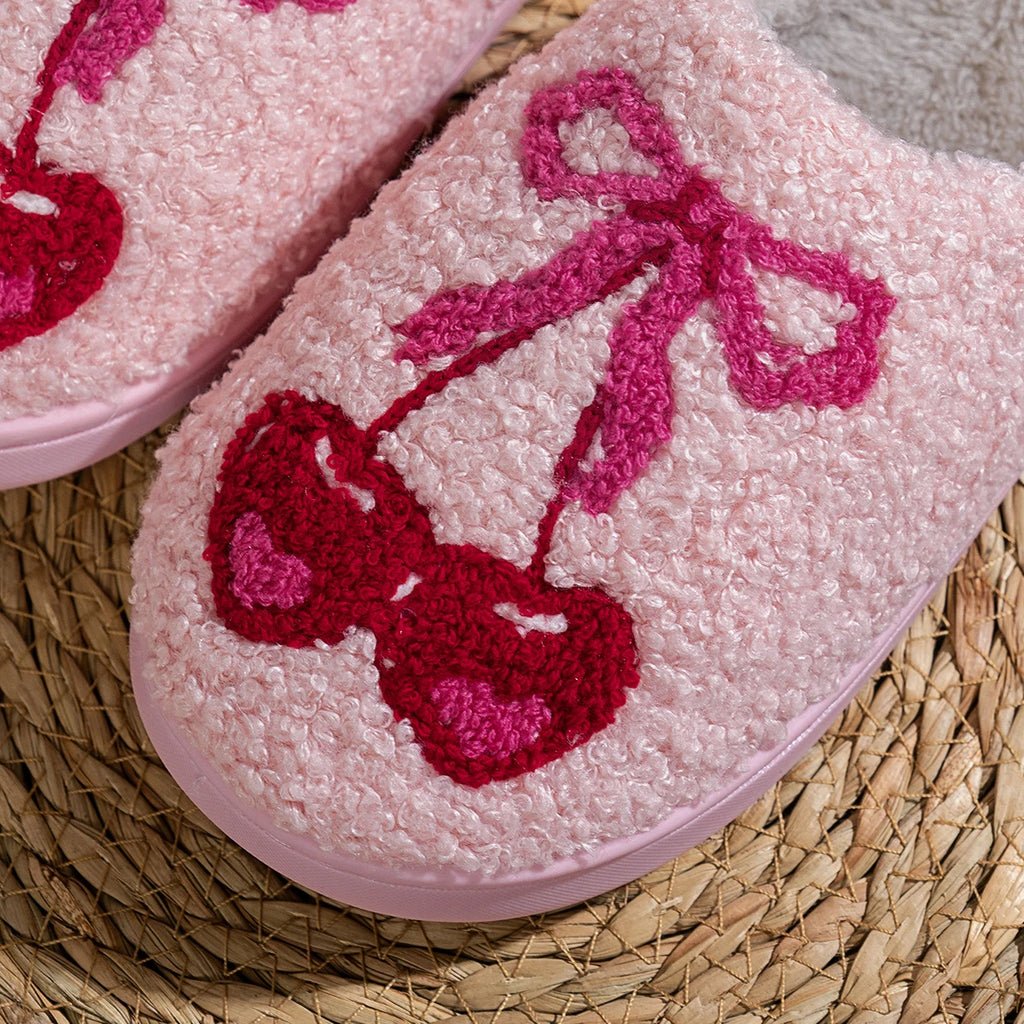 Cherry Bow Cute Fruit Pattern Girl's Slippers