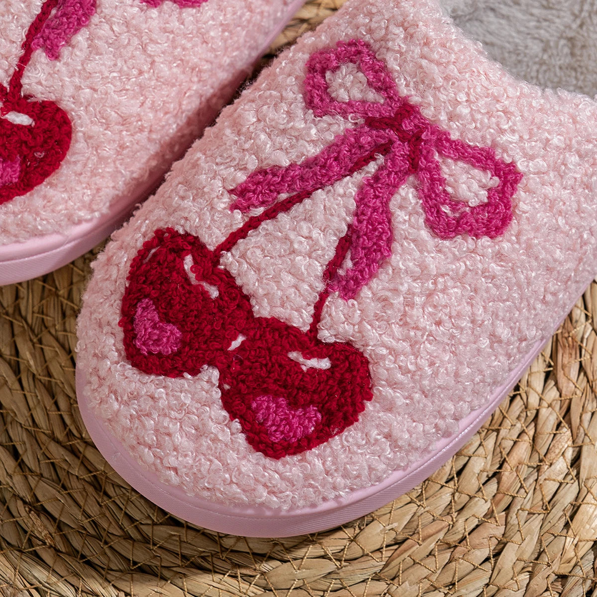 Cherry Bow Cute Fruit Pattern Girl's Slippers