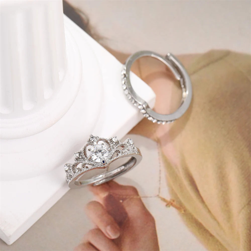 2PCS Fairy Sparkling Crown Rings