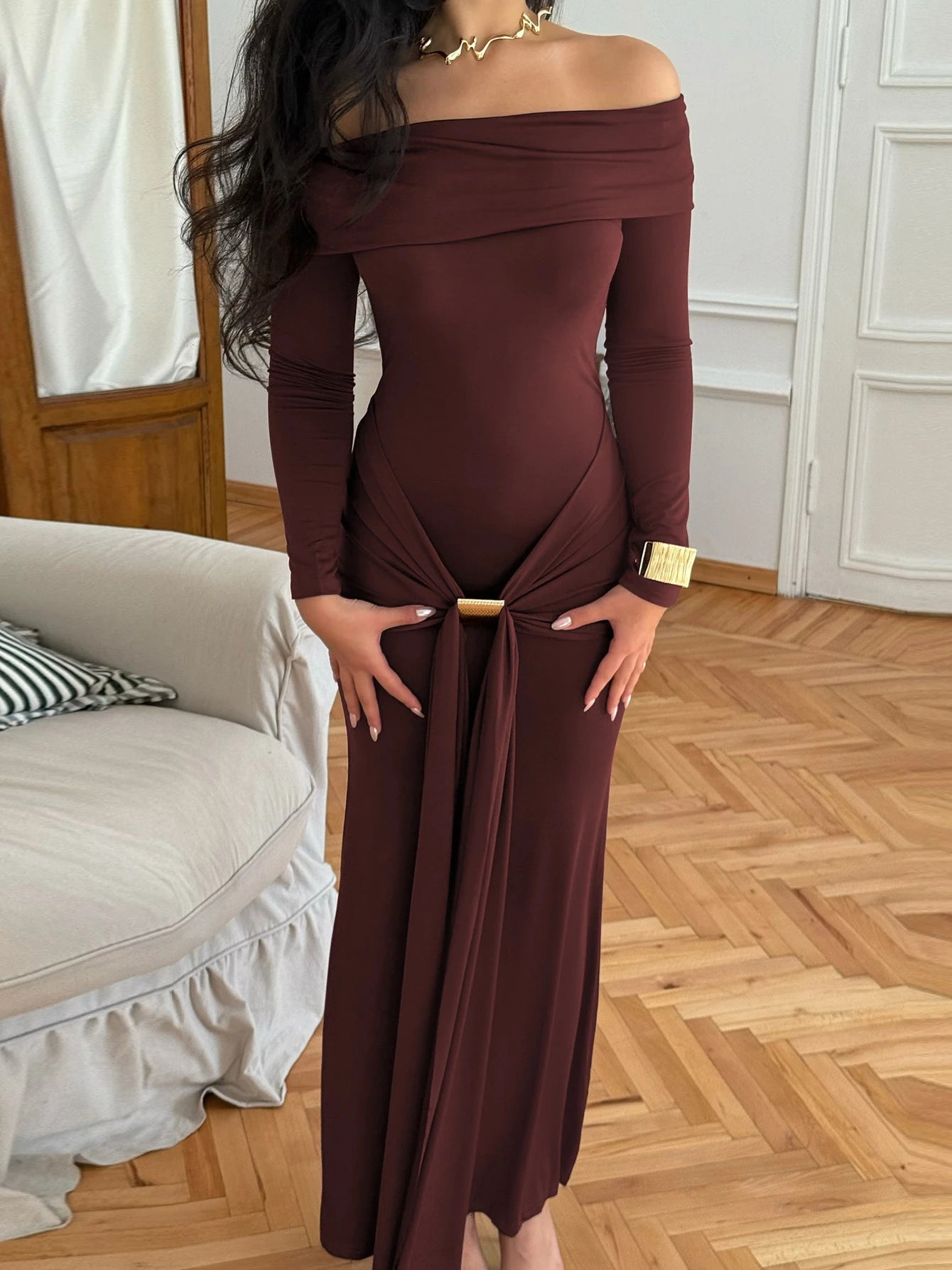 Dolzura  Autumn Dress With Ruffles