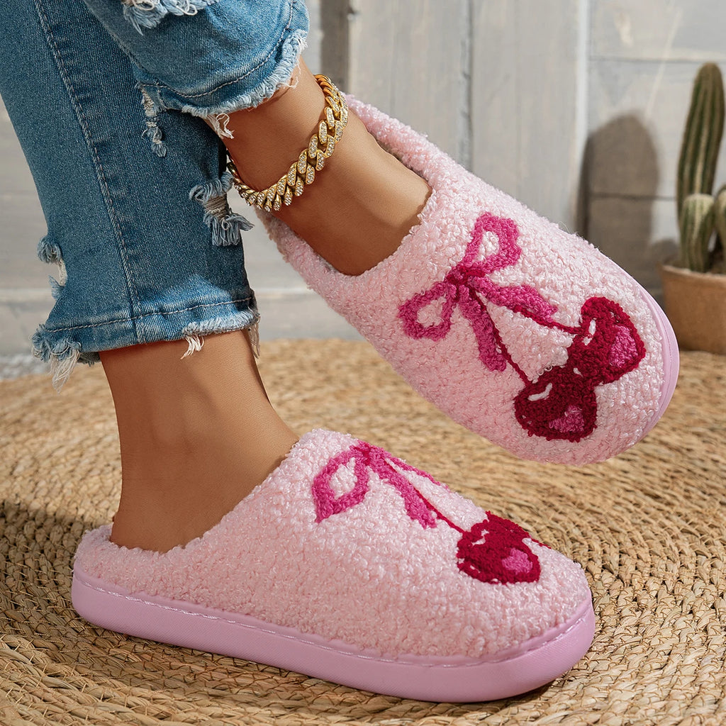Cherry Bow Cute Fruit Pattern Girl's Slippers