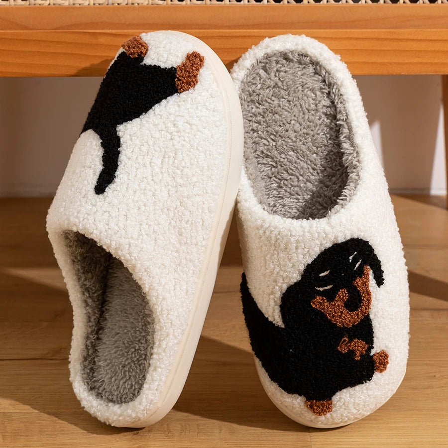 Classic dachshund-patterned slippers