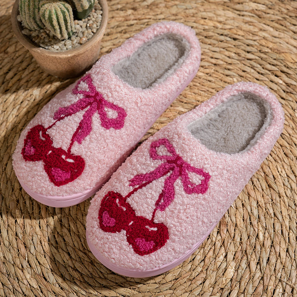 Cherry Bow Cute Fruit Pattern Girl's Slippers