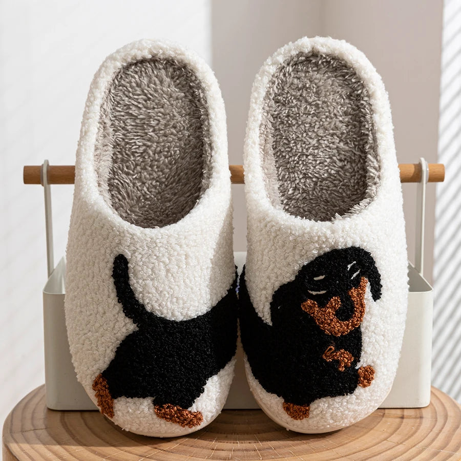 Classic dachshund-patterned slippers