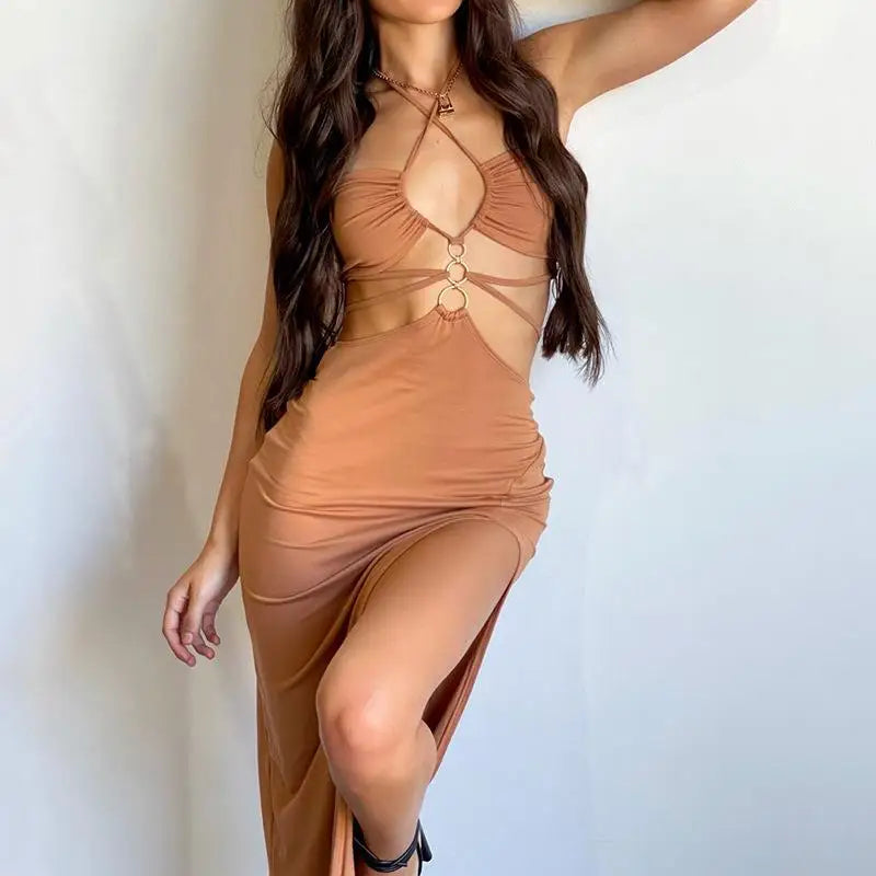 Sexy long summer dress with a high slit for evening parties